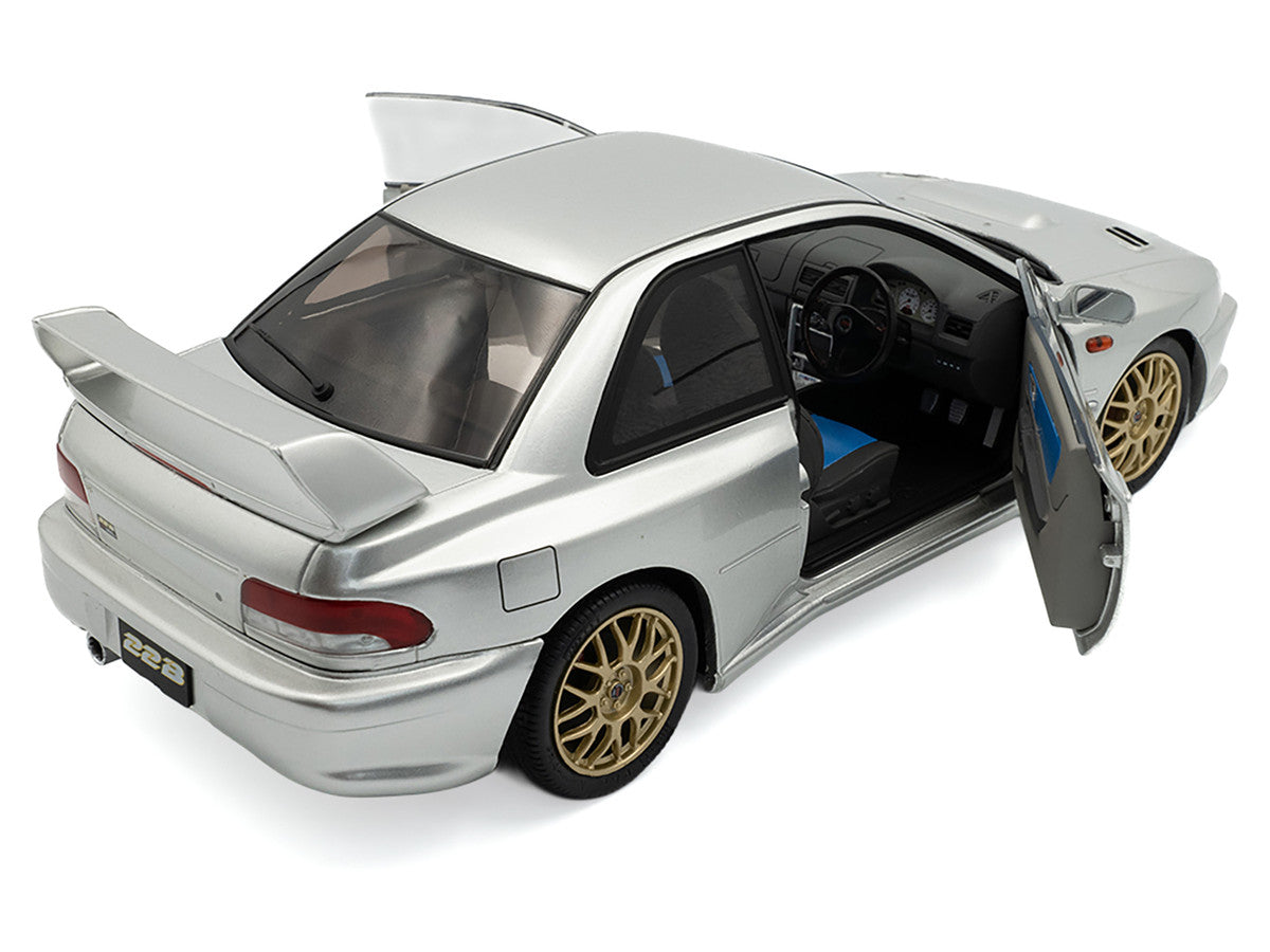 1998 Subaru Impreza 22B RHD (Right Hand Drive) Silver Metallic with Gold Wheels 1/18 Diecast Model Car by Solido by Solido