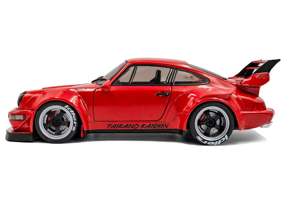 2024 RWB Bodykit "Taikano Kaishin" Red with Black Stripes 1/18 Diecast Model Car by Solido by Solido