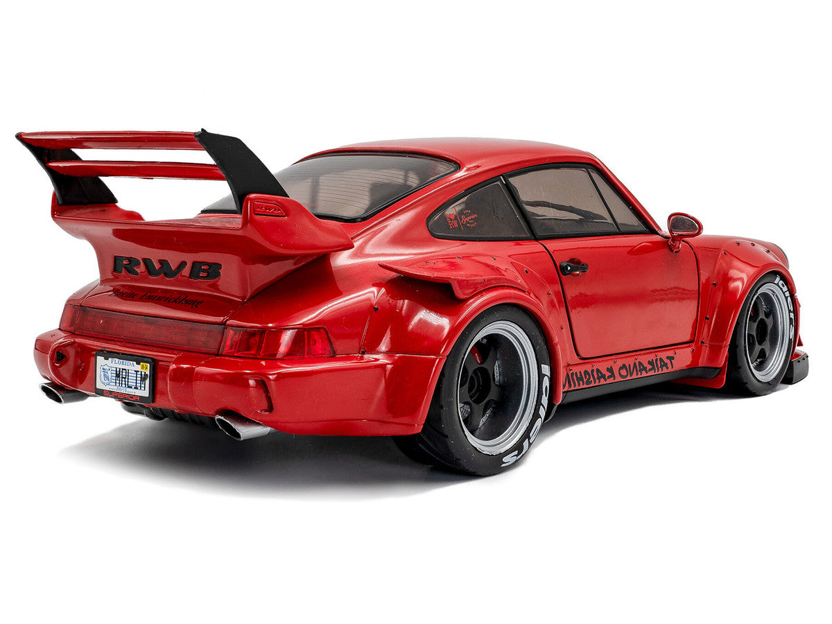 2024 RWB Bodykit "Taikano Kaishin" Red with Black Stripes 1/18 Diecast Model Car by Solido by Solido