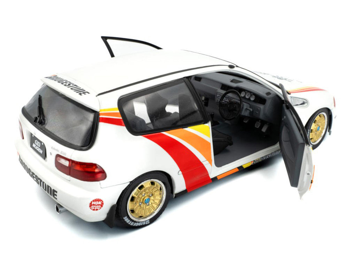 1991 Honda Civic (EG6) RHD (Right Hand Drive) "Mugen Racing" White with Stripes 1/18 Diecast Model Car by Solido by Solido