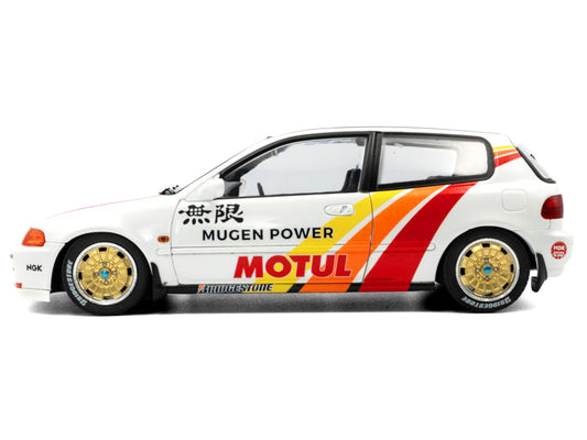 1991 Honda Civic (EG6) RHD (Right Hand Drive) "Mugen Racing" White with Stripes 1/18 Diecast Model Car by Solido by Solido