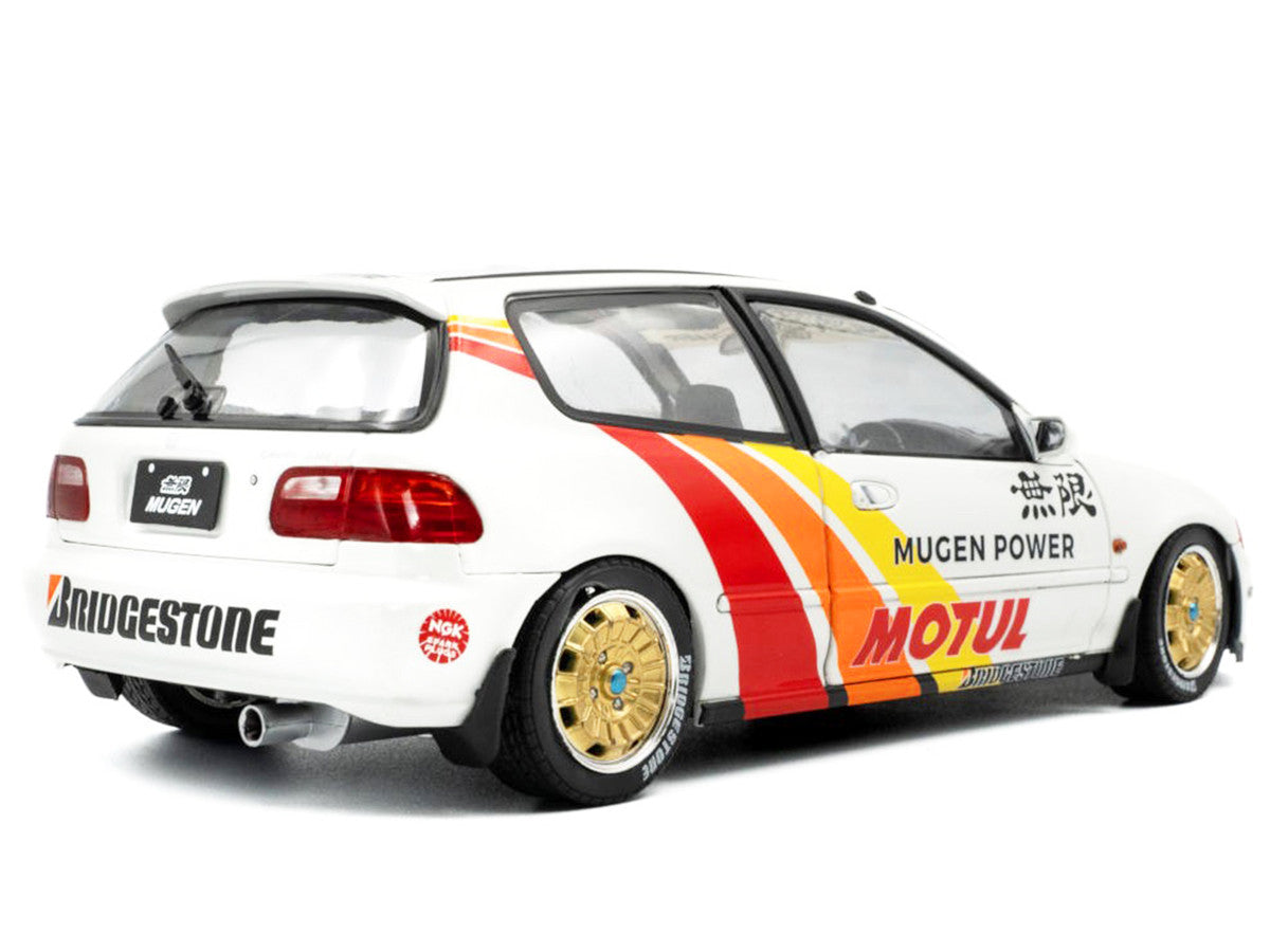 1991 Honda Civic (EG6) RHD (Right Hand Drive) "Mugen Racing" White with Stripes 1/18 Diecast Model Car by Solido by Solido