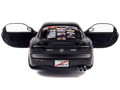 1994 Mazda RX7 (FDRS) RHD (Right Hand Drive) "Itasha Club" Black Metallic with Pink Graphics 1/18 Diecast Model Car by Solido by Solido