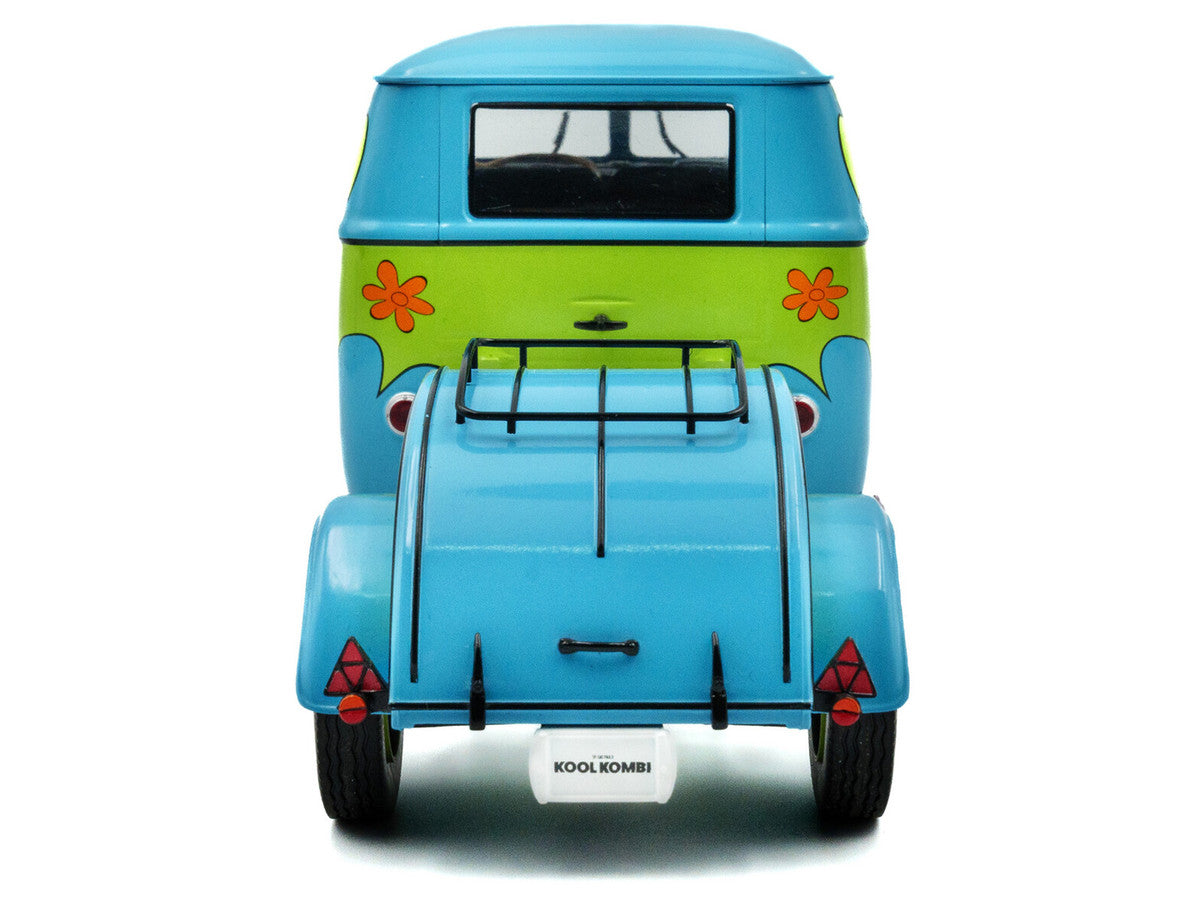 2024 Volkswagen Kool Kombi Van with Trailer "Ghost Hunter" Blue and Green with Graphics 1/18 Diecast Model Car by Solido by Solido