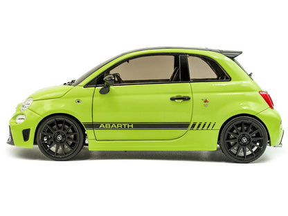 2023 Fiat F595 Abarth Verde Adrenalina Green with Black Top and Stripes 1/18 Diecast Model Car by Solido by Solido