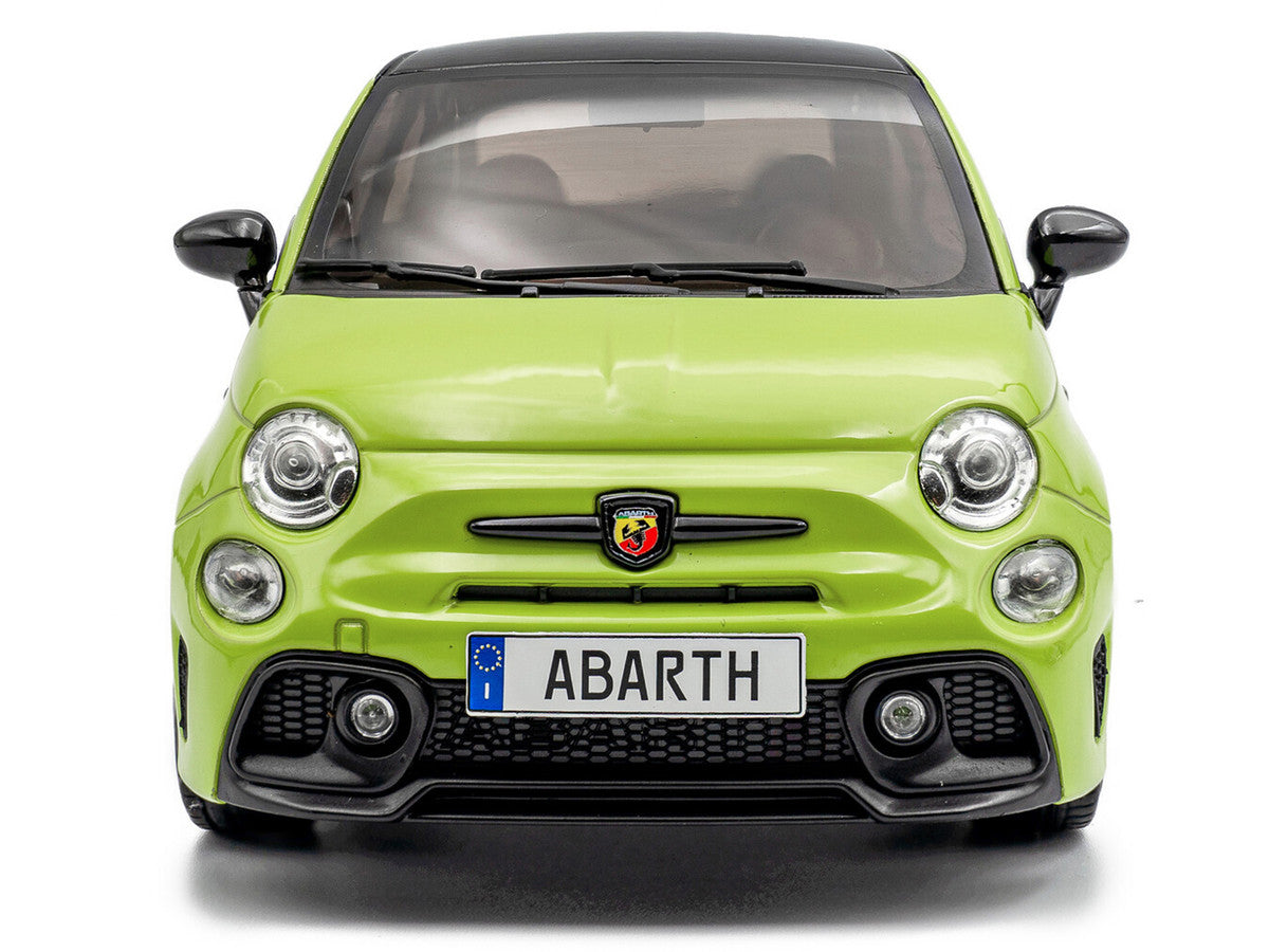 2023 Fiat F595 Abarth Verde Adrenalina Green with Black Top and Stripes 1/18 Diecast Model Car by Solido by Solido