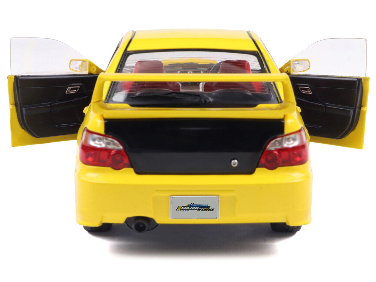 2003 Subaru Impreza WRX STI RHD (Right Hand Drive) Yellow with Carbon Hood 1/18 Diecast Model Car by Solido by Solido