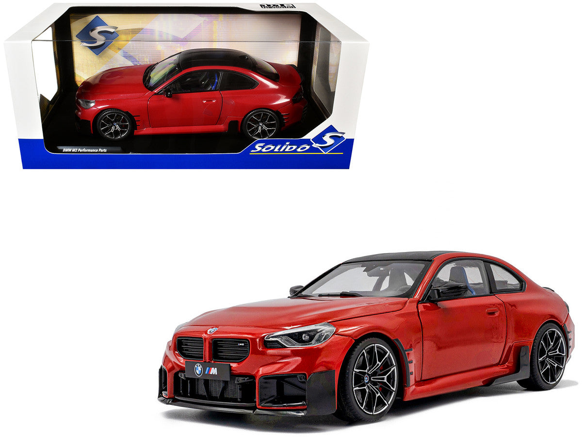 2024 BMW M2 Performance Parts Toronto Red Metallic with Carbon Top 1/18 Diecast Model Car by Solido by Solido