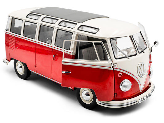 1962 Volkswagen T1 Samba Bus Red and White 1/18 Diecast Model Car by Solido by Solido