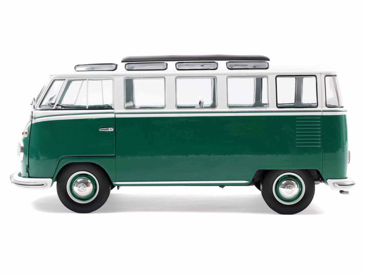 1962 Volkswagen T1 Samba Bus Green and White 1/18 Diecast Model Car by Solido by Solido