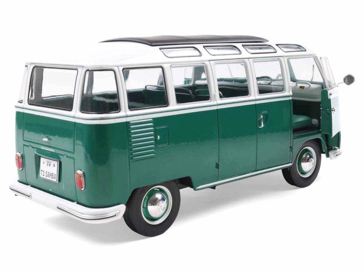 1962 Volkswagen T1 Samba Bus Green and White 1/18 Diecast Model Car by Solido by Solido