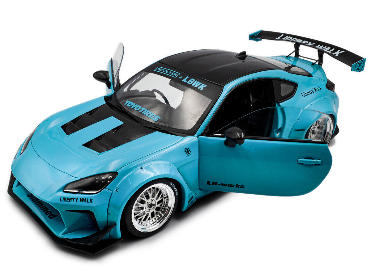 2024 Toyota GR86 LBWK Body Kit RHD (Right Hand Drive) Baby Blue with Black Top 1/18 Diecast Model Car by Solido by Solido