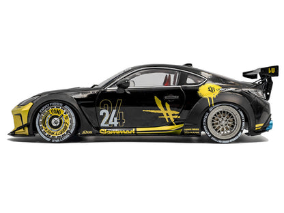 2024 Toyota GR86 Liberty Walk Body Kit RHD (Right Hand Drive) #24 Black with Gold Graphics 1/18 Diecast Model Car by Solido by Solido