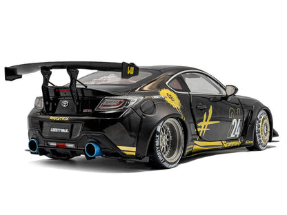2024 Toyota GR86 Liberty Walk Body Kit RHD (Right Hand Drive) #24 Black with Gold Graphics 1/18 Diecast Model Car by Solido by Solido