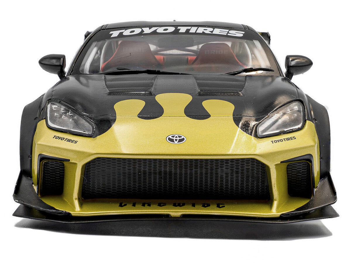 2024 Toyota GR86 Liberty Walk Body Kit RHD (Right Hand Drive) #24 Black with Gold Graphics 1/18 Diecast Model Car by Solido by Solido
