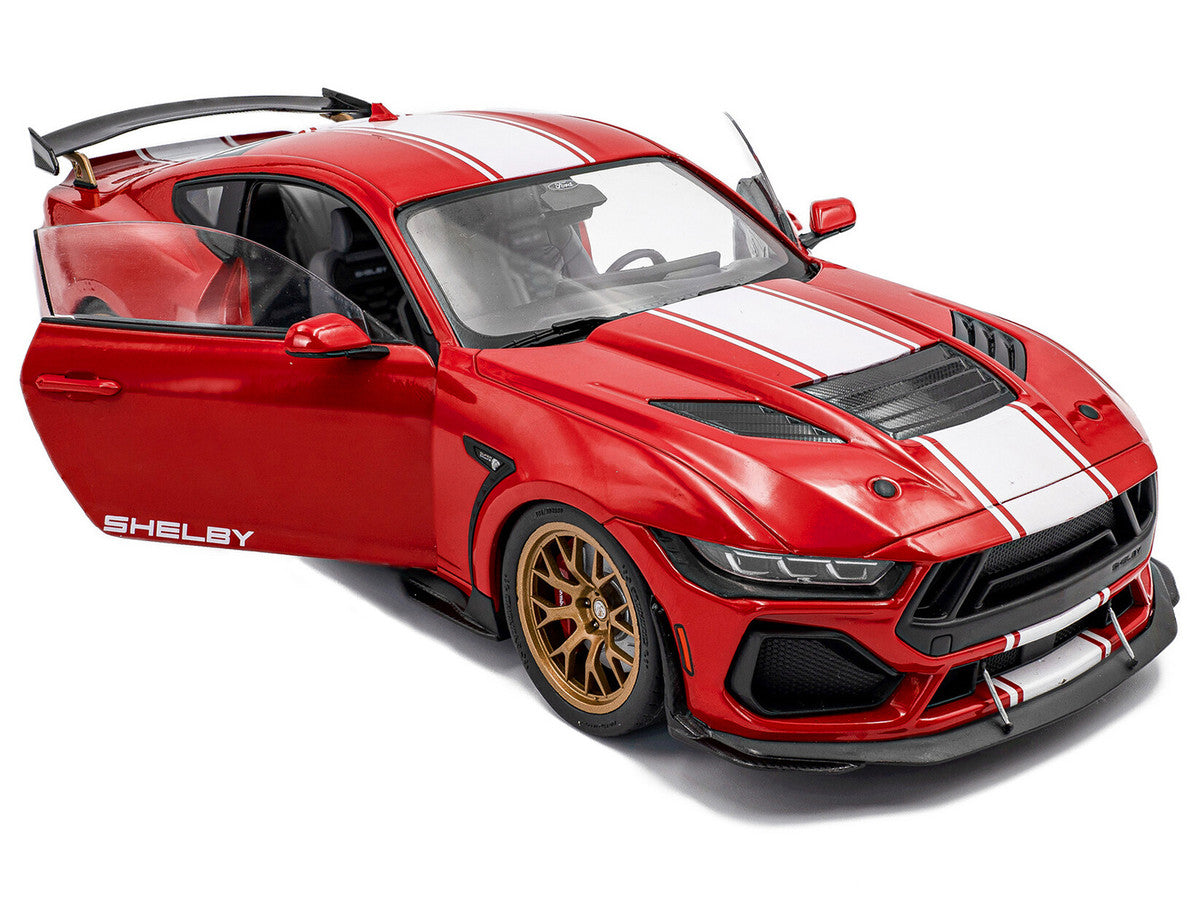 2024 Ford Shelby Mustang Super Snake Race Red with White Stripes 1/18 Diecast Model Car by Solido by Solido