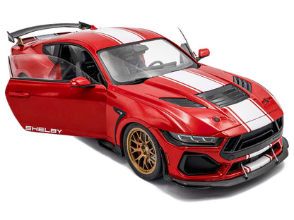 2024 Ford Shelby Mustang Super Snake Race Red with White Stripes 1/18 Diecast Model Car by Solido by Solido