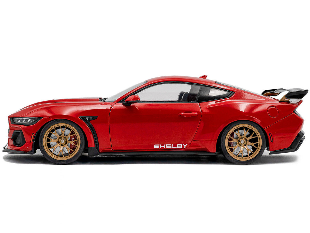 2024 Ford Shelby Mustang Super Snake Race Red with White Stripes 1/18 Diecast Model Car by Solido by Solido