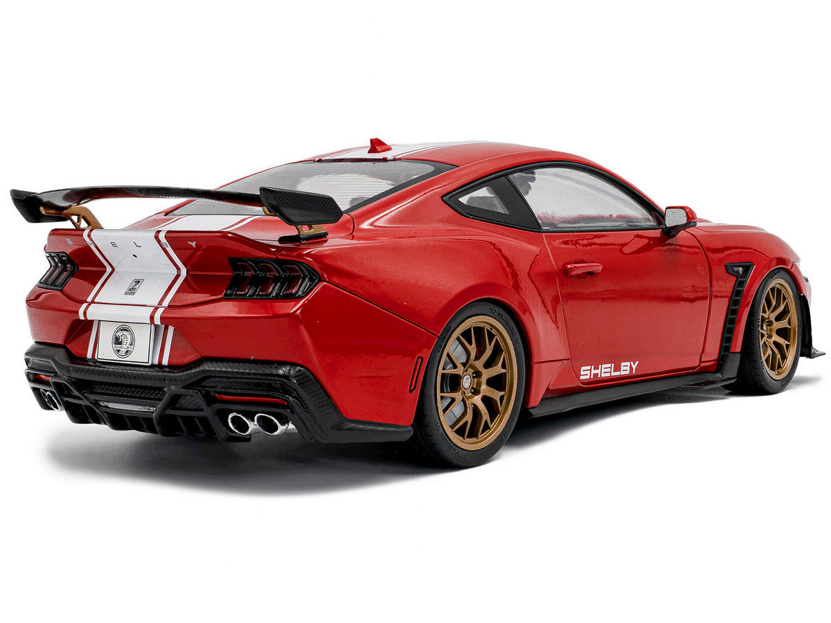 2024 Ford Shelby Mustang Super Snake Race Red with White Stripes 1/18 Diecast Model Car by Solido by Solido
