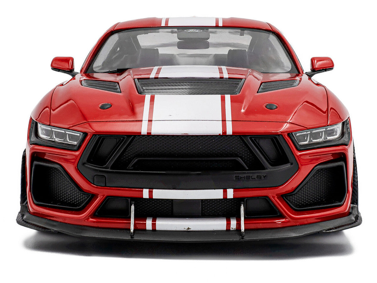 2024 Ford Shelby Mustang Super Snake Race Red with White Stripes 1/18 Diecast Model Car by Solido by Solido