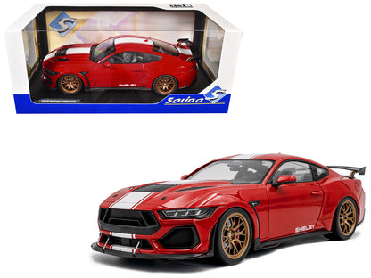 2024 Ford Shelby Mustang Super Snake Race Red with White Stripes 1/18 Diecast Model Car by Solido by Solido