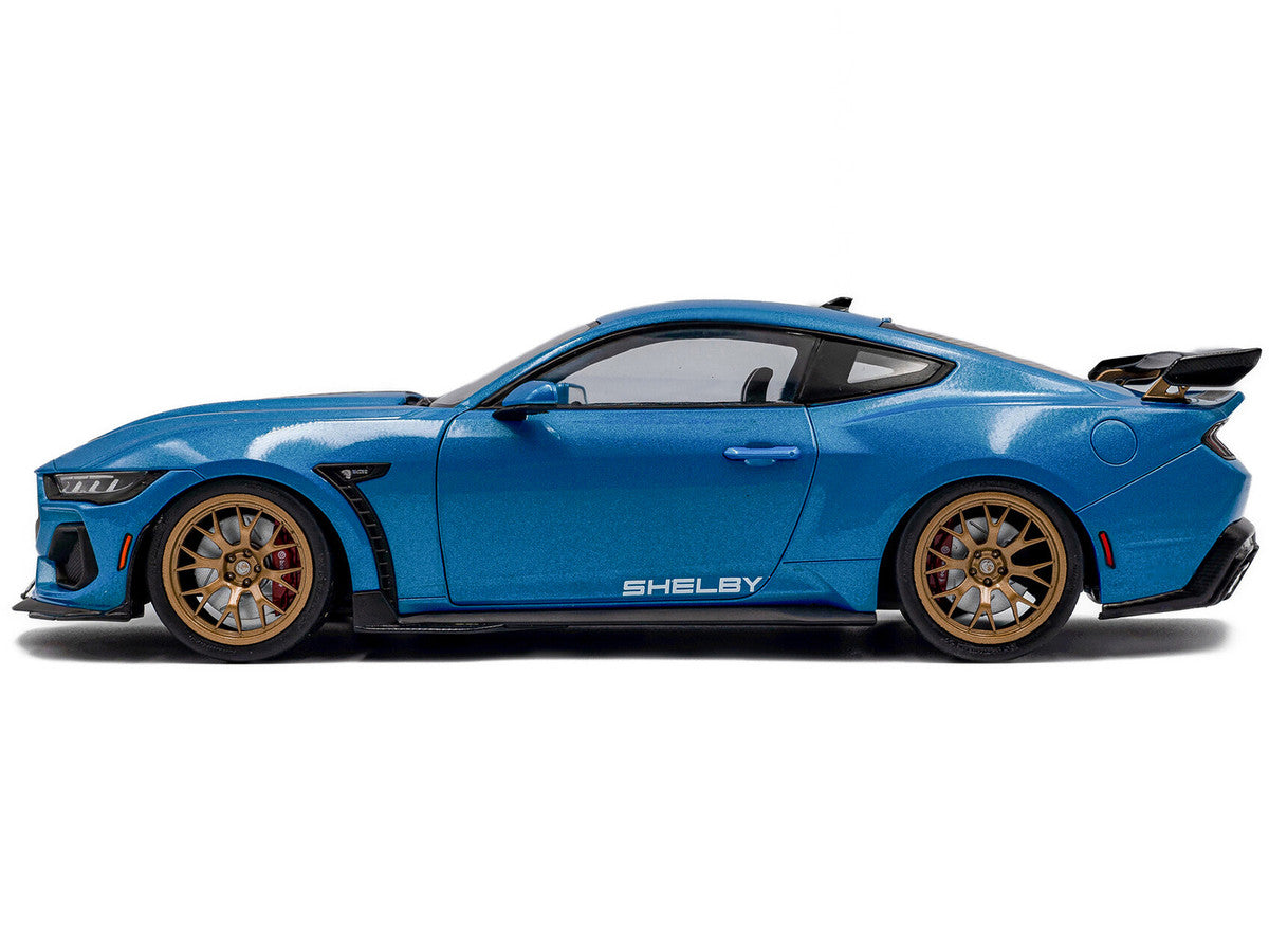 2024 Ford Shelby Mustang Super Snake Grabber Blue Metallic with Black Stripes 1/18 Diecast Model Car by Solido by Solido