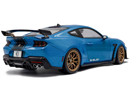 2024 Ford Shelby Mustang Super Snake Grabber Blue Metallic with Black Stripes 1/18 Diecast Model Car by Solido by Solido