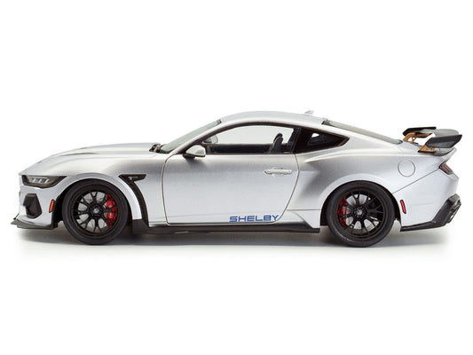 2024 Ford Shelby Mustang Super Snake Gray Metallic with Blue Stripes 1/18 Diecast Model Car by Solido by Solido