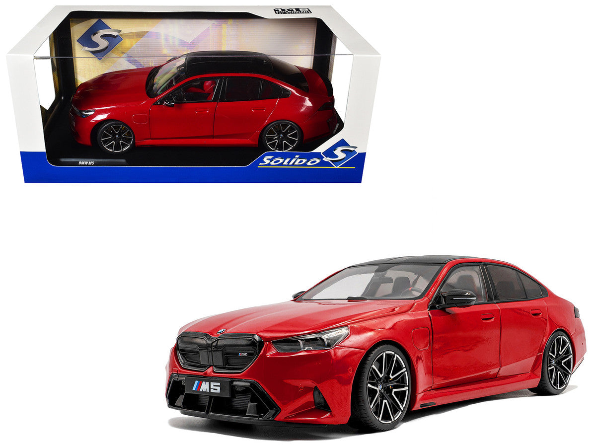2025 BMW M5 Fire Red with Black Top 1/18 Diecast Model Car by Solido by Solido