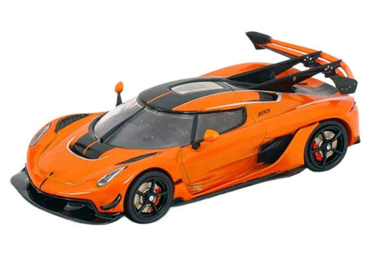 Koenigsegg Jesko Attack Tang Orange Metallic with Black Stripes 1/43 Diecast Model Car by Solido by Solido