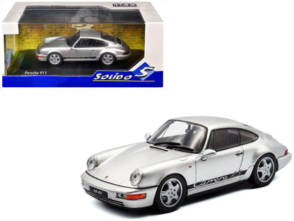 1994 Porsche 911 (964) RS Silver Metallic with Black Stripes 1/43 Diecast Model Car by Solido by Solido