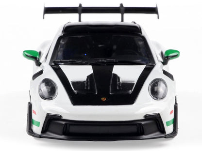 2023 Porsche 911 (992) GT3 RS "Tribute to Carrera RS Package" White with Green Stripes and Black Hood and Top 1/43 Diecast Model Car by Solido by Solido