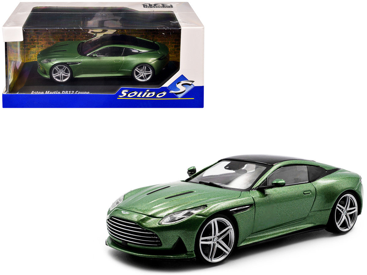 2023 Aston Martin DB12 Coupe Iridescent Emerald Metallic with Black Top 1/43 Diecast Model Car by Solido by Solido