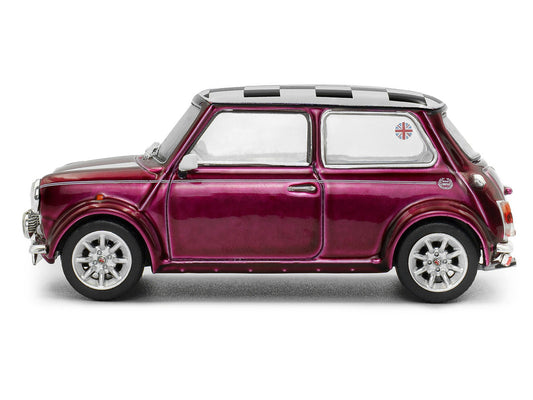 1997 Mini Cooper Sport Purple Metallic with White Stripes and Checkered Top 1/43 Diecast Model Car by Solido by Solido