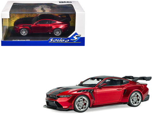 2025 Ford Mustang GTD Chroma Flame Red Metallic with Black Stripes 1/43 Diecast Model Car by Solido by Solido