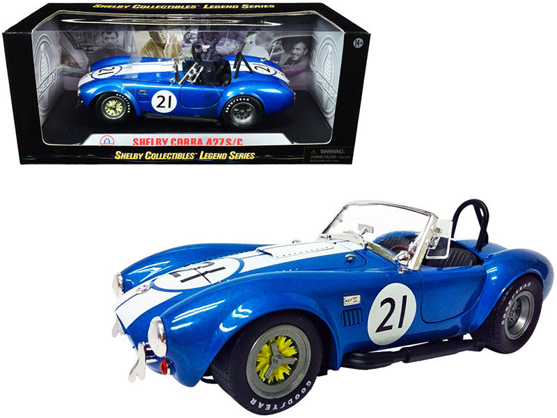 Shelby Cobra 427 S/C #21 Blue Metallic with White Stripes 1/18 Diecast Model Car by Shelby Collectibles by Shelby Collectibles