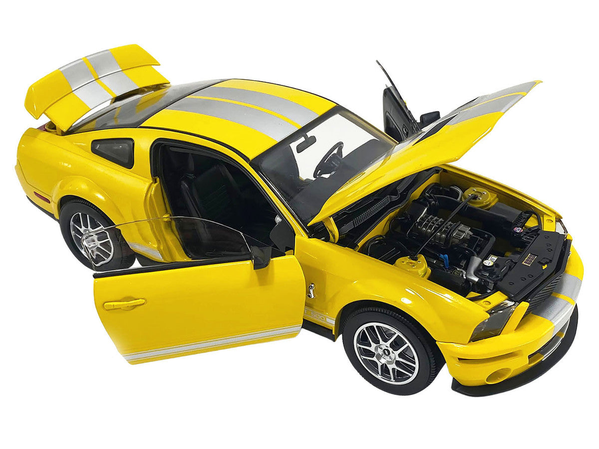 2007 Ford Shelby GT500 Yellow with Silver Stripes "Shelby Collectibles" Series 1/18 Diecast Model Car by ACME by Acme