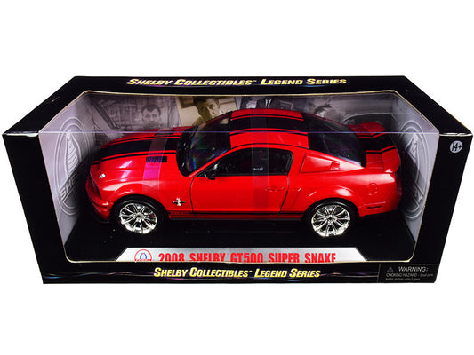 2008 Ford Shelby Mustang GT500 Super Snake Red with Black Stripes "Shelby Collectibles Legend" Series 1/18 Diecast Model Car by Shelby Collectibles by Shelby Collectibles