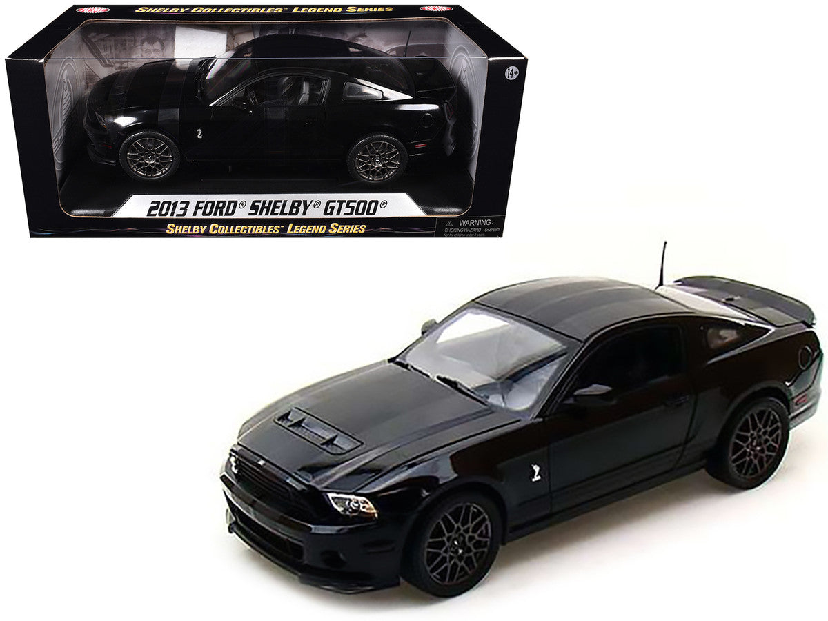 2013 Ford Shelby Mustang Cobra GT500 SVT Black with Black Stripes 1/18 Diecast Car Model by Shelby Collectibles by Shelby Collectibles
