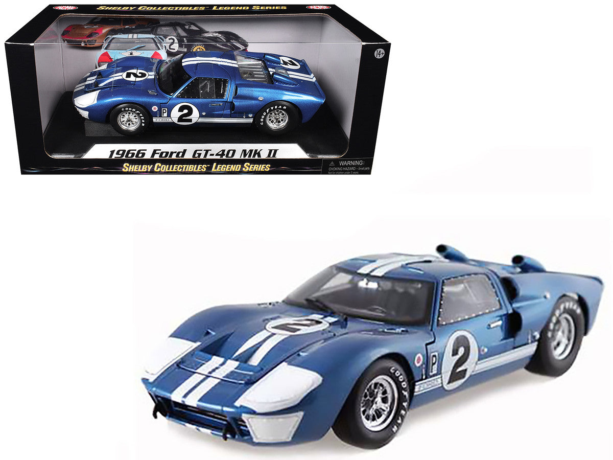1966 Ford GT40 GT 40 Mark II #2 Blue 12 Hours of Sebring 1/18 Diecast Car Model by Shelby Collectibles by Shelby Collectibles