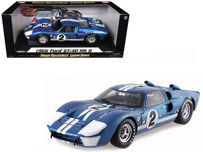 1966 Ford GT40 GT 40 Mark II #2 Blue 12 Hours of Sebring 1/18 Diecast Car Model by Shelby Collectibles by Shelby Collectibles