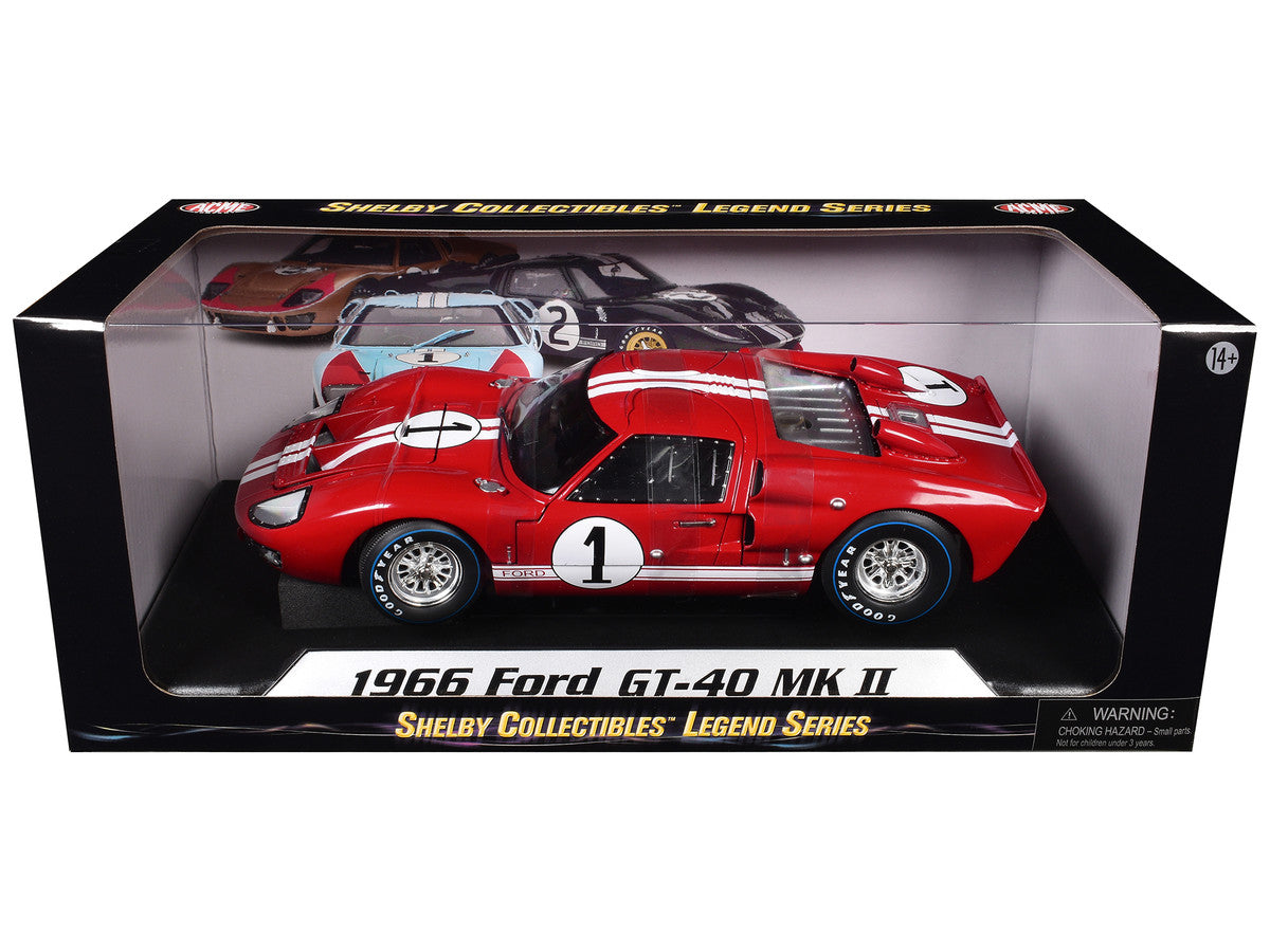 1966 Ford GT-40 MK 2 Red #1 1/18 Diecast Model Car by Shelby Collectibles by Shelby Collectibles