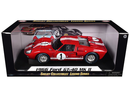 1966 Ford GT-40 MK 2 Red #1 1/18 Diecast Model Car by Shelby Collectibles by Shelby Collectibles