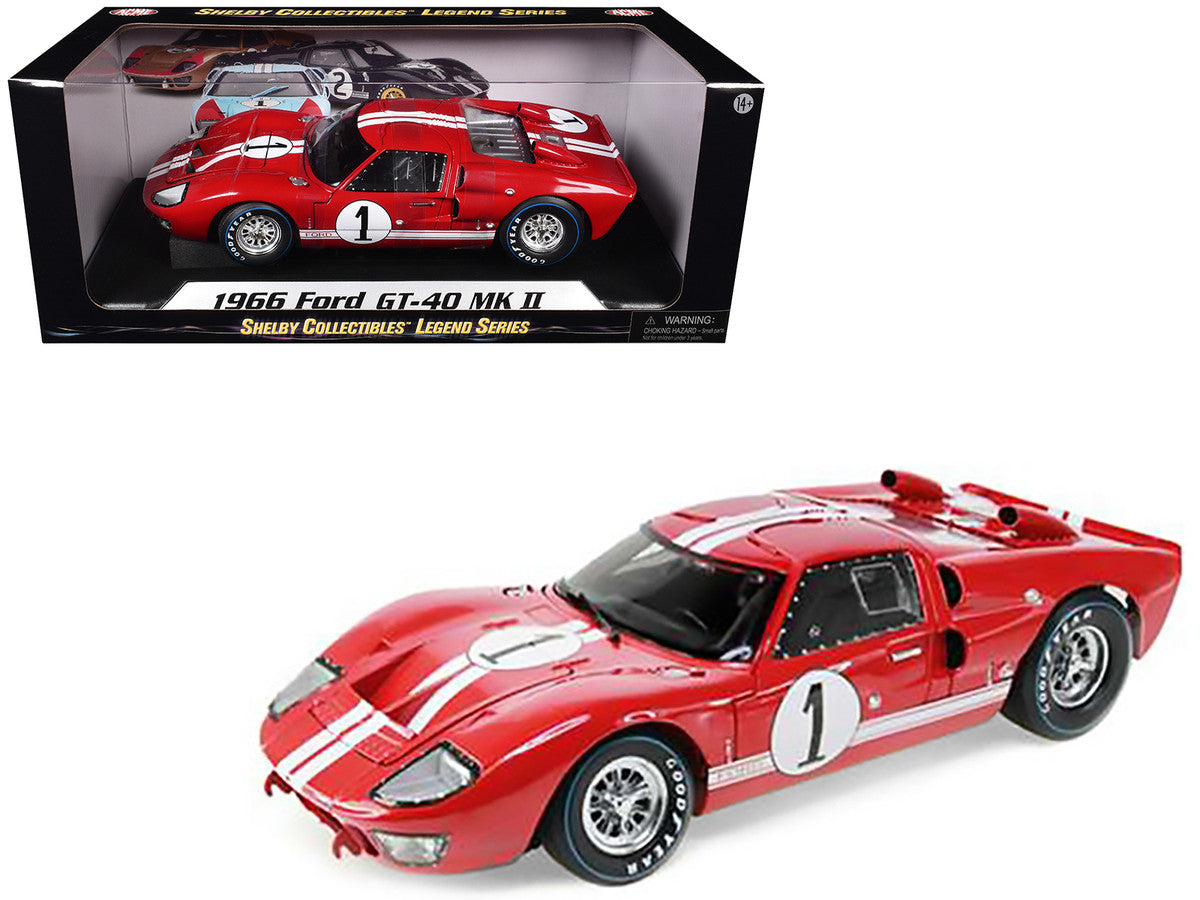 1966 Ford GT-40 MK 2 Red #1 1/18 Diecast Model Car by Shelby Collectibles by Shelby Collectibles