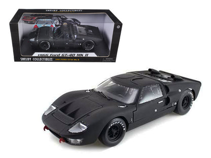 1966 Ford GT-40 GT40 MK 2 Matt Black 1/18 Diecast Car Model by Shelby Collectibles by Shelby Collectibles