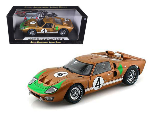 1966 Ford GT-40 MK 2 Gold #4 1/18 Diecast Car Model by Shelby Collectibles by Shelby Collectibles