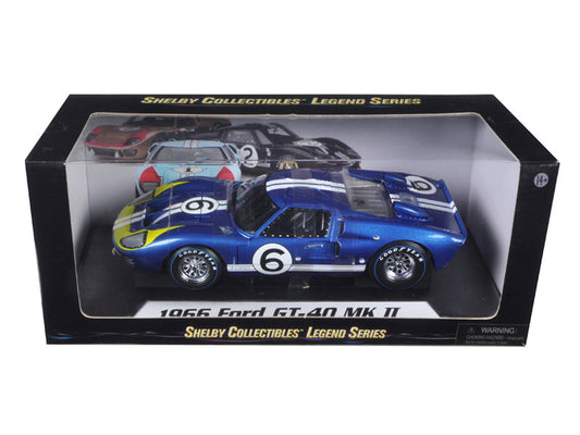 1966 Ford GT-40 MK 2 Blue #6 1/18 Diecast Car Model by Shelby Collectibles by Shelby Collectibles