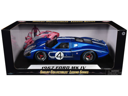 Ford GT MK IV #4 Blue L. Ruby - D. Hulme 24 Hours of Le Mans (1967) 1/18 Diecast Model Car by Shelby Collectibles by Shelby Collectibles