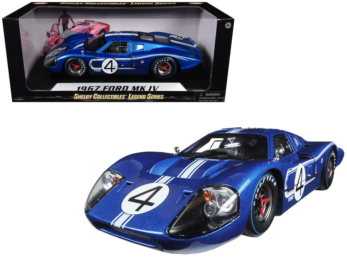 Ford GT MK IV #4 Blue L. Ruby - D. Hulme 24 Hours of Le Mans (1967) 1/18 Diecast Model Car by Shelby Collectibles by Shelby Collectibles