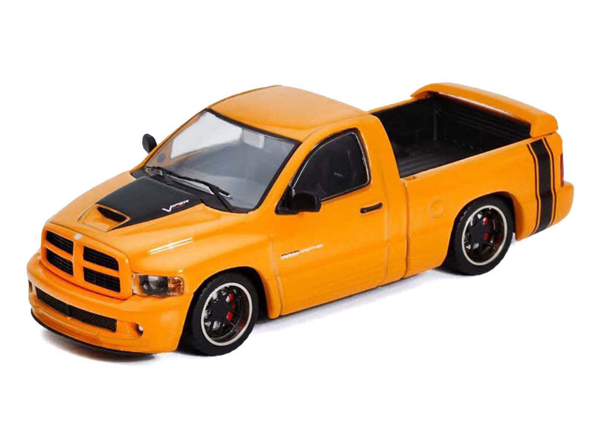 2003 Dodge Ram SRT-10 Pickup Truck Yellow with Black Tail Stripe 1/64 Diecast Model Car by Shoom64 Models-1